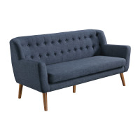 OSP Home Furnishings MLL53-M19 Mill Lane Mid-Century Modern 68” Tufted Sofa in Navy Fabric